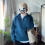 KANING Collar Half Zipper Pit Knitted Jersey Women 2026 Autumn New Korean Lazy Wind Cover Sweater Woman