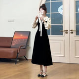 Small French Black Interior Dress Autumn And Winter 2025 New High-End Hepburn Style Large-Size Mid-Size Skirt
