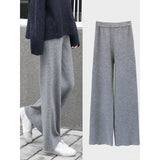 Casual Knitted Wide-Legged Trousers Women 2026 Autumn And Winter New Loose High-Waisted Straight Barrel Tugging Long Pants Women