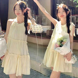 French Temperament Obedient Girl Sleeveless Hanging Neck Dress Summer New A-Word Princess Dress