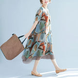 Chiffon Crash Dress Summer New Large Size Women's Fat Mm Loose Belly Middle-Native Mother Casual Dress