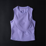 Short Sports Body Vest Women Wear Solid Color Round Tie Chest Pad Yoga Running Tops In Summer Without Sleeves