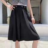 Summer Large-Size Fat MM Tight Waist With Pocket Five-Point Wide Leg Pants Women's Casual Style Loose-Hanging Casual Short Skirts
