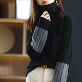 Autumn And Winter New Sleeves Of Color Sweater High-Neck Pit Sweater Women Lazy Thick Knitted Bottom Shirt