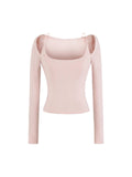 One-×Ö Collars With Long-Sleeved T-Shirt Purple Slim Slim Top Temperament Side-On-Shoulder-To-Wear T-Shirt