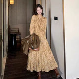 Tea Break French Broken Flower Dress Women Spring And Autumn New Retro Temperament Gentle Style Beautiful Beautiful Beautiful Long Dress