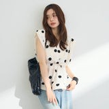 Multiplication A Large Number Of Goods Temperament Neckless Vest Wave Point Waist-To-Sleeve-Less Waist-Suffet Women's Age Reduction Top