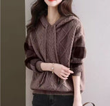 Sweater Women's Autumn/Winter 2026 New Lazy Casual Closure Hoods Long Sleeve T-Shirts Inside The Bottom Shirt
