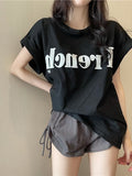 Ins Pure Desire 2026 New Summer Net Red Shoulder Short-Sleeved T-Shirt Loose Women's Tops Appear Thin Bottom Women's T-Shirt