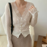 Spring New Lace Sister High-End Knitted Cardigan French Bodywear