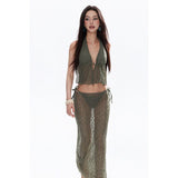 Sexy Babes Hanging Neck Sling Vest Women Summer New Slimming Lace Splicing Splicing Tops