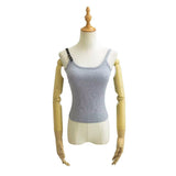 Hottie Pure-Stuane Summer Leather Buckle Design With Chest Pad Sling Vest Slimming Skinny Bottom Sleeveless Top