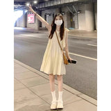 Korean Version Of The New Small Slingless Hanging Neck Dress Women's Summer Seaside Holiday Fairy Beach Dress