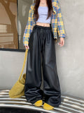 Black Leather Pants 2025PU Slacks Autumn And Winter High Waist Thin Straight New Pants Loose Mop