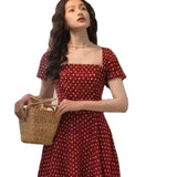 French Retro Generous Collared Wave Dress High Waist White Showing Thin Hepian A Word To Close The Waist Literary And Art Big Dress