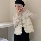 KANING Small Fragrant Wind Imitation Water Velvet Knitted Vest Women 2026 Autumn And Winter New Age-Reduction Temperament External Vest Women