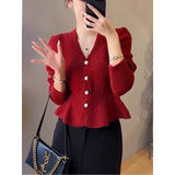 KANING French Small Fragrant Style Design Knitted Cardigan Women 2026 Autumn And Winter New Pearl Single Buckle Sweater Female