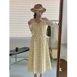 Summer Seaside Holiday Tide 2025 New Summer French High-End Feel Beautiful Temperament Floral Sling Dress Woman