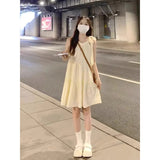 Korean Version Of The New Small Slingless Hanging Neck Dress Women's Summer Seaside Holiday Fairy Beach Dress