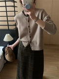 KANING Round Collar Love Buckle Knitted Coat 2026 Autumn New Design Sweater Outside Female