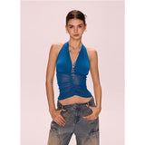 Sexy Babes Hanging Neck V-Neck Sleeveless Sling Vest Women Summer New Slimming Short Umbilly Blouse Tide