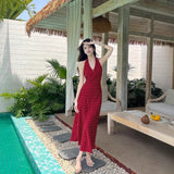 Pure Desire Sister In The Long Wave Dot Dress Women's Summer 2026 New Slimming Sexy Back Hanging Neck Dress