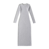 Round Collar Dress Spring New Hot Girl Tight Long Sleeve Cover Long Bottom Dress With The Ass