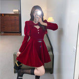 2025 Christmas New Year Red Shawl Gold Velvet Sling Princess Dress Women To Collect Waist Thin Suit Two Sets