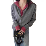 KANING Hooded Hooded And Fake Two Knitted Cardigans Design Long-Sleeved Autumn Coat Sweater Woman