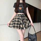 Large-Size Retro High-End Lattice Half-Dress Girl Hottie High-Waisted Strap A-Shaped Skirt With Thin Short Skirt
