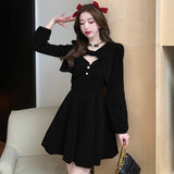 Princess Style Christmas Fashion Suit Long-Sleeved Shawl Sling Button Dress Women's Autumn And Winter Two-Piece