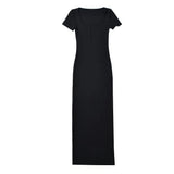 Pure-Want Summer Collar Short-Sleeved Dress Low Breast Sexy Pocket Over The Knee Dress