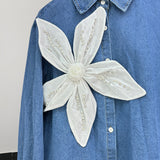 Three-Dimensional Flowers Spliced Short Denim Jacket Women Spring And Autumn New Port Wind Small Jacket Top Retro