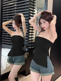 Smear The Chest Wearing Summer Sleeveless Vest Female Design Sense Of Irregular Opening And Fork To Close The Waist And The Bottom Of The Wrapped Breast Hottie Top