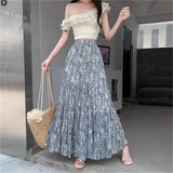 Summer New Chiffon Folded Flowers Half-Dress Women's High Sense Of Elegance Elegant Style Fall A-Dress Skirt
