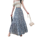 Summer New Chiffon Folded Flowers Half-Dress Women's High Sense Of Elegance Elegant Style Fall A-Dress Skirt