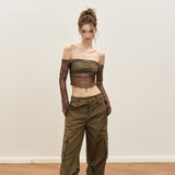 Vintage Sweet Hottie Word Shoulder Long-Sleeved T-Shirt Girl Autumn New Slim Slim Short Top Tide