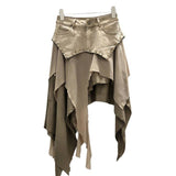 The Essence Of Falling Wasteland Wind Spliced Lotus Edge Mesh Elastic Rivet Design Irregular Skirt
