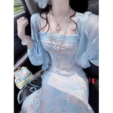 Cool New Chinese Style Suit Temperament High-End Blue Shawl Sling Skirt Three-Piece Set 2026 Summer