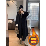 High-End Feeling Black Hair Coat Woman 2025 New Autumn And Winter Small In The Long-Term Coat Thicker