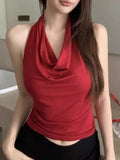 Ins Pure Hot Girl To Repair Sexy Collar Hanging Neck Sleeveless T-Shirt Girl Xia Yu Sister Carefully Machine Bottom Topess Female Tide