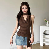 French Temperament Pure Windy Sexy V-Necked Sling Vest Women's Spring And Summer New Slimming Short Top