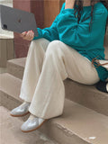KANING Crotch Knitted Broad-Legged Trousers Women 2026 Autumn And Winter High Waist Hanging Mop Lengthened Leisure Straight Pants