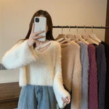 KANING Imitation Water Stinger Soft Glutinous Design Sweater 2026 Autumn And Winter New Simple Horse Sea Hair Sweater Female