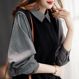 Shirt Women's Autumn 2026 New European Gas Chic Shirt Loose Fake Two High-End Feeling Long-Sleeved Top