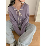 KANING Korean Lace Collar Sweater Small Coat Girl Autumn New Solid Color Soft Knitted Open Shirt