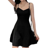 Black Sexy Pure Lust Wind Hanging Dress Women Summer New Small Man Showing Thin Hepburn Style A Short Skirt