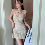 Knitted Sling Dress Women's Summer Hottie Temperament Dress Design Small Slimming Bag Hip Skirt