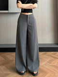 Black Casual Broad-Legged Suit Pants Women's New Large-Size Fat Mm Loose Thin Pear-Shaped Body Straight Pants