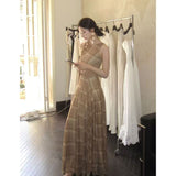 Vintage Sleeveless Vest Dress Female Summer Temperament Dress Dress Slim Dress Thin Waist A-Word Skirt